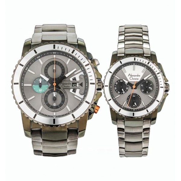 Alexandre Christie AC 6455 Gun Silver Couple